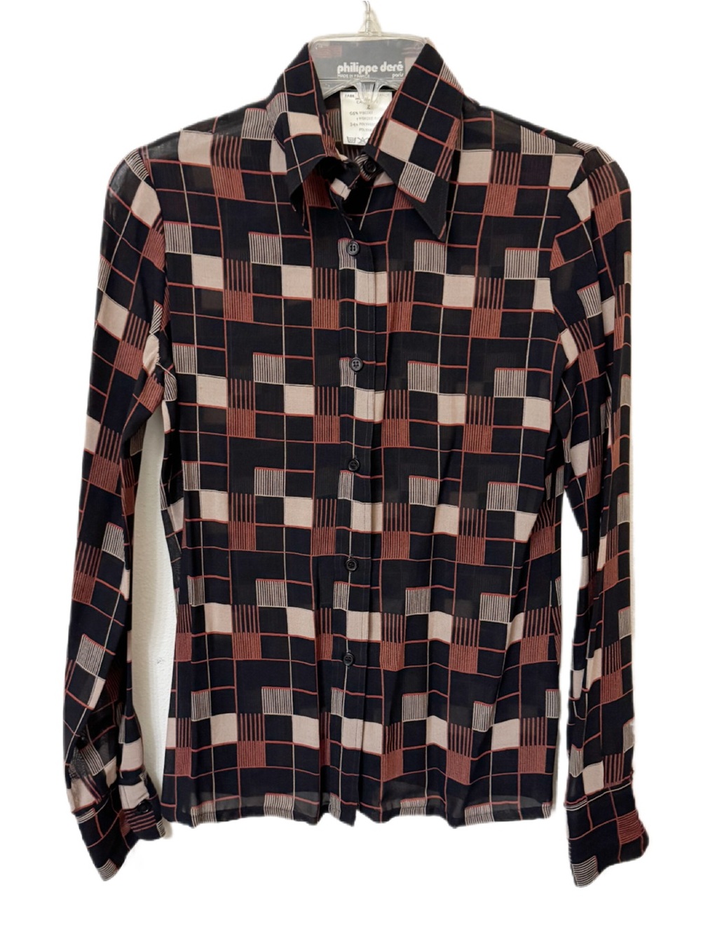 Vintage 70s Philippe Deré Paris Sheer Button Down Shirt